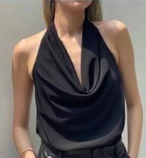 Puunz Black Satin Halter Neck Top